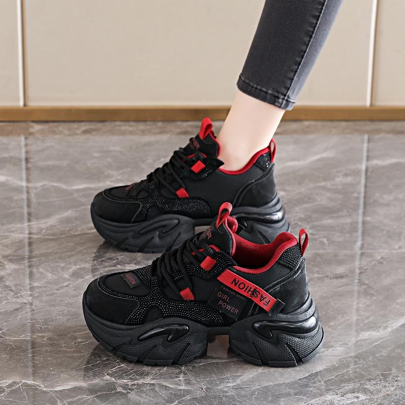 Summer mesh shoes women's breathable thin new platform dad shoes student mesh sneakers increase in height