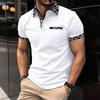 Men's Korean-Style Casual Short-Sleeve Polo Shirt  Color Block Pocket Lapel Button Versatile Top