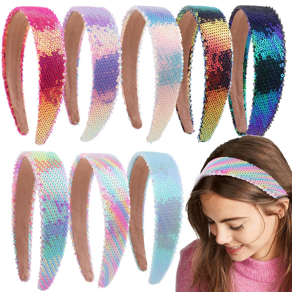 Sequin Sparkly Headbands for Women Girls Glitter Bling Headband Birthday Party Holiday Hairbands for Children Hair Accessories