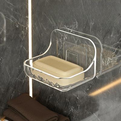1pc Bathroom Wall Mounted Shelf No Drilling Storage Organizer for Toilet Washbasin Minimalist Clear Adhesive Bathroom Shelf Plastic Shower Caddy Self