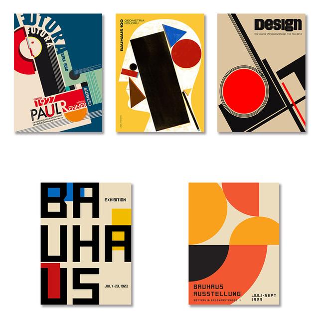 Retro Bauhaus Colorful Geometric Pattern Canvas Poster Abstract Artwork Design Wall Art Pictures Living Room Home Decor Painting