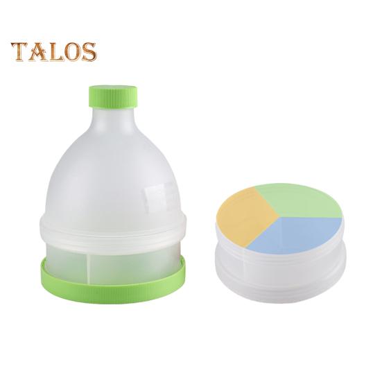 Proteinpulverbecher, Pillendose, 70 ml, auslaufsicherer Proteinpulverbehälter, Trichterdesign, tragbarer Ergänzungsbecher für Workout und Reisen