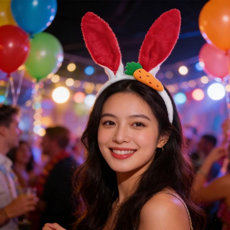 Easter Hare Ear Carrot Hairband Plush Soft Hare Ear Headband For Kids Adult Easter Cosplay Festival Celebration