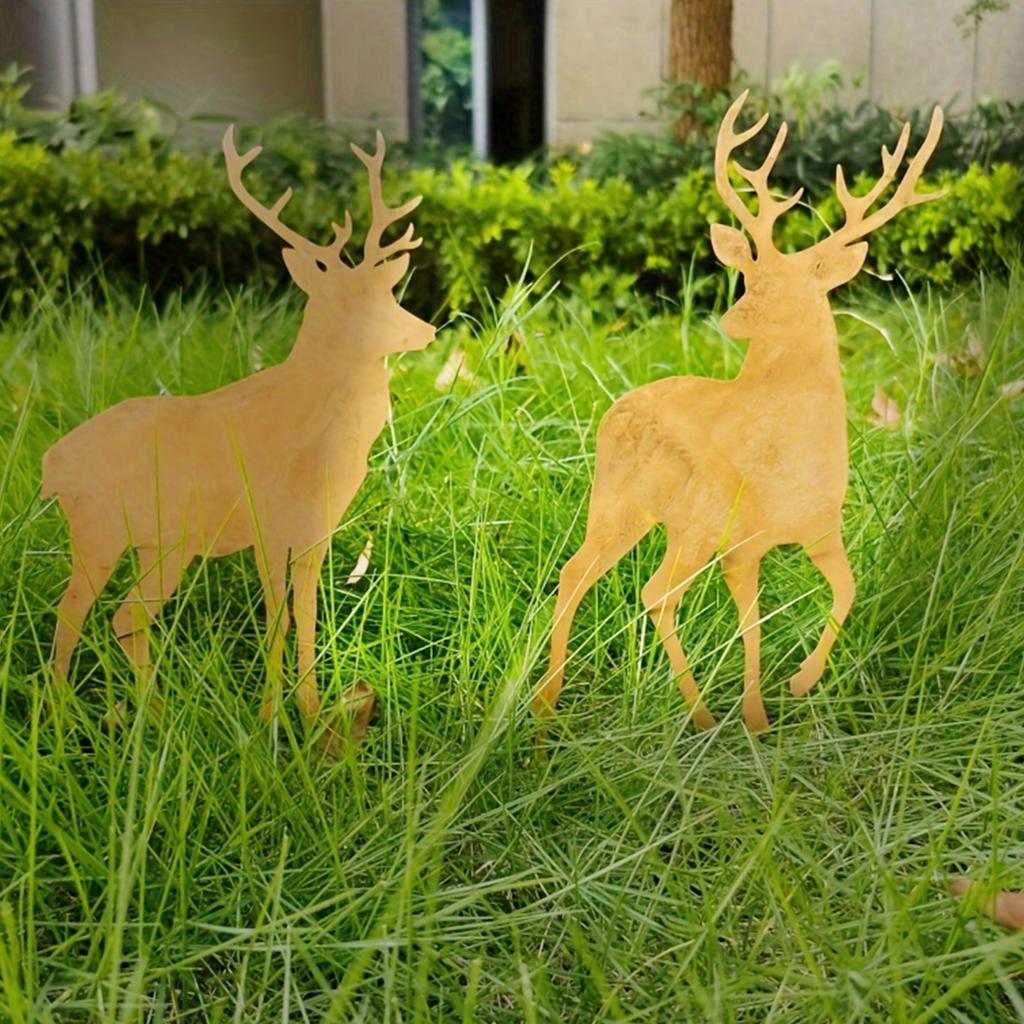 1Pc Iron Deer-Shaped Garden Decoration Ground Insert, Outdoor Christmas Decoration, Suitable for Outdoor Lawn and Courtyard Garden Decoration