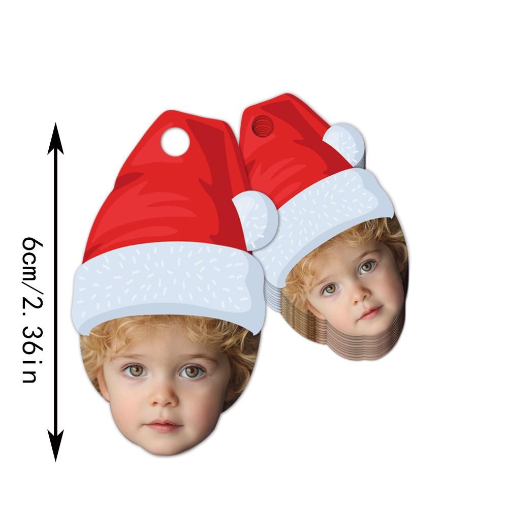 

50pcs Personalize Face Christmas Santa Hat Gift Tag Custom Elf Reindeer horns Design photo paper Tags for Xmas Party Decor