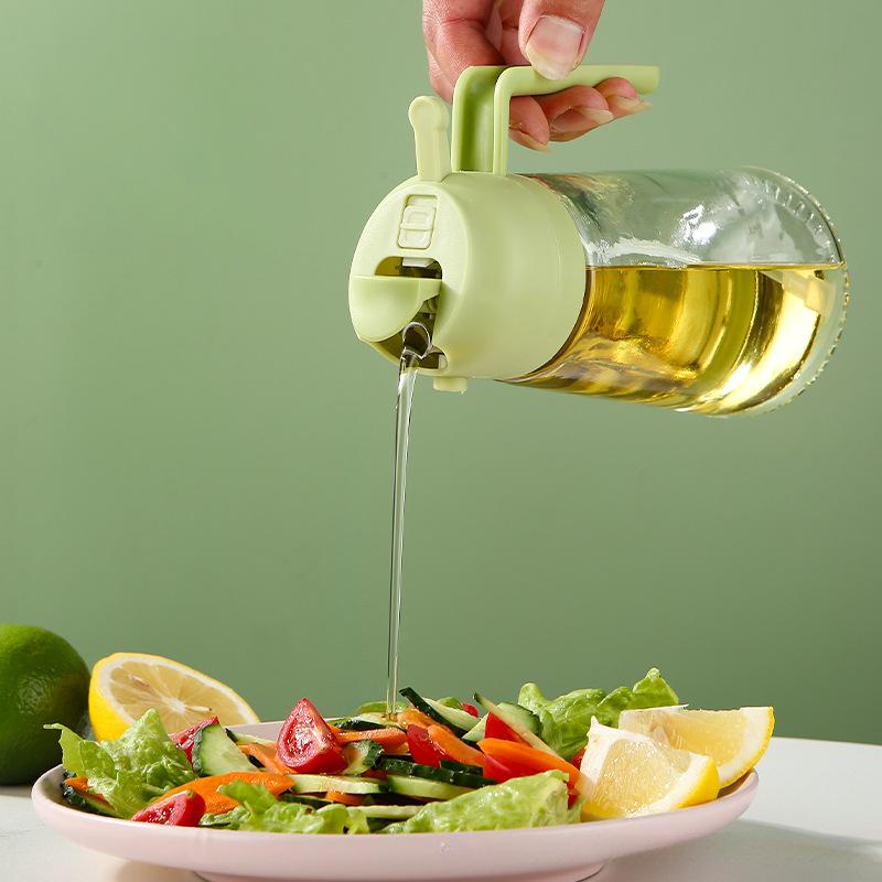 470ml Glass Oil Spray Bottle 2in1 Mist  Pour Non-Drip Oil Dispenser Kitchen Oil Filter Jug for Home Usewith Leakproof Spout