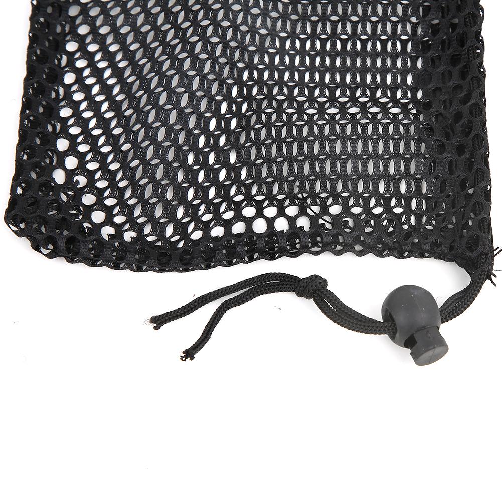 Black Nylon Mesh Drawstring Pouch Golf Balls Holder Storage Bag Accessory