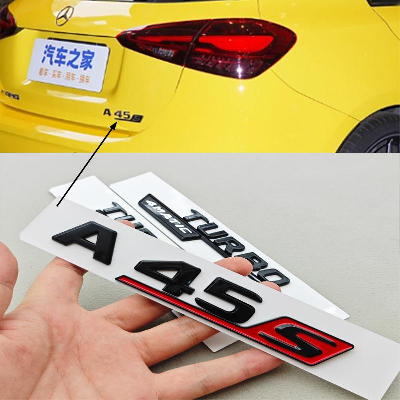 3D ABS Sticker Car Logo A35 A45 A45S Letter Rear Trunk Emblem Nameplate For Mercedes Benz A Class A35 A45 A45S W177 W176 V177