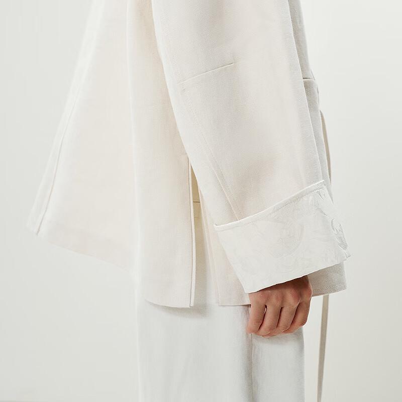 Less 2025 Spring Long Loose Collarless Jacket