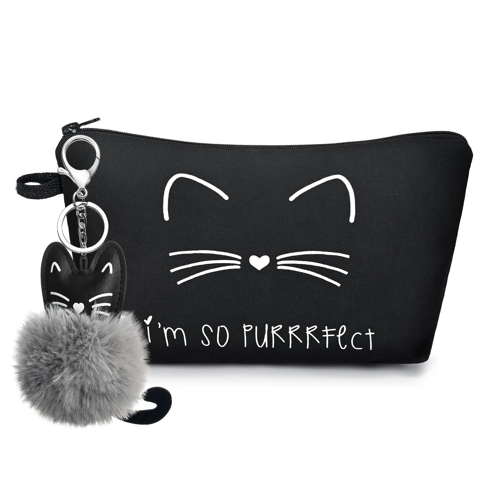 Женская косметичка, Косметичка, Большая вместимость, Милая, Стильная, Водоотталкивающая, Сумка для хранения, Чехол для гаджетов, Портативная, Для путешествий, С принтом кошек (черный)