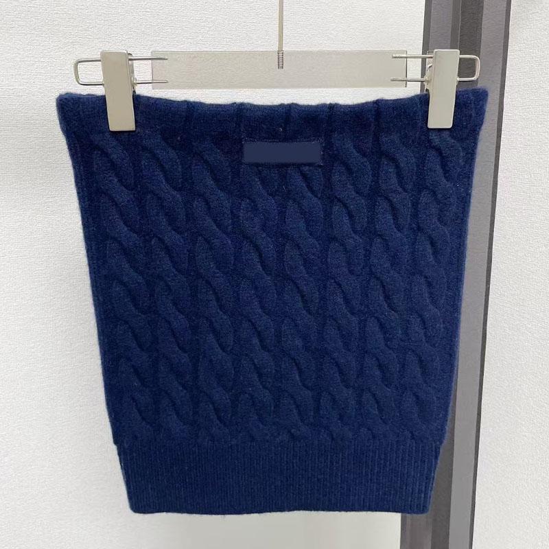 Niche 25 autumn and winter new French letter embroidery twist knitted elastic tube top women s vest niche embroidery S