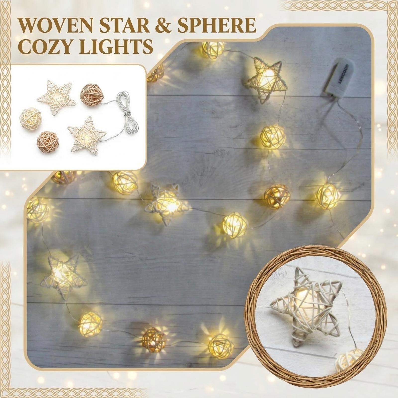 LED String Lights, Rattan Ball Lights, Room Decorative Light Strings One Size