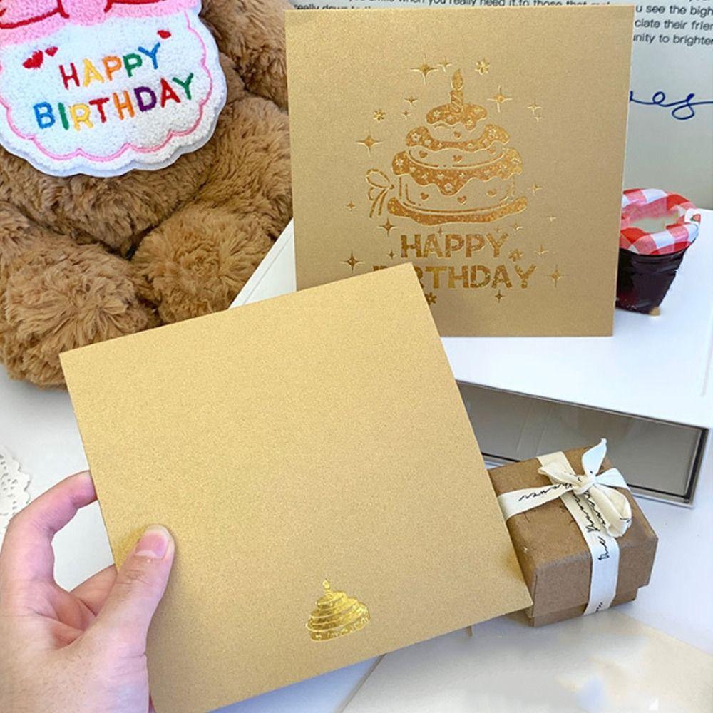 Folding 3D Birthday Card with Envelope Birthday Cake Card  Anniversary Celebration