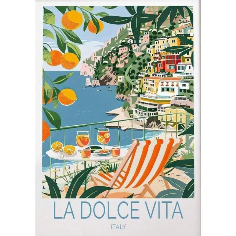 La Dolce Vita Wandposter Druck Für Schlafzimmer Wohnzimmer Heimdekoration Italien Küstenlandschaft Leinwandbild Zitrone Orange Wandkunst
