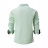 Mens Color Block Business Casual Long Sleeve Loose Fit Shirt