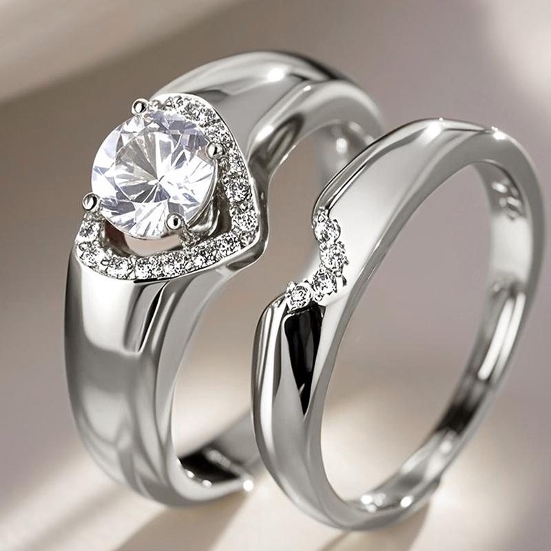 

Huitan Fashion 2Pcs Heart Rings Set Female Delicate Opulent Brilliant Accessory for Engagement Stylish Gorgeous Wedding Jewelry 10
