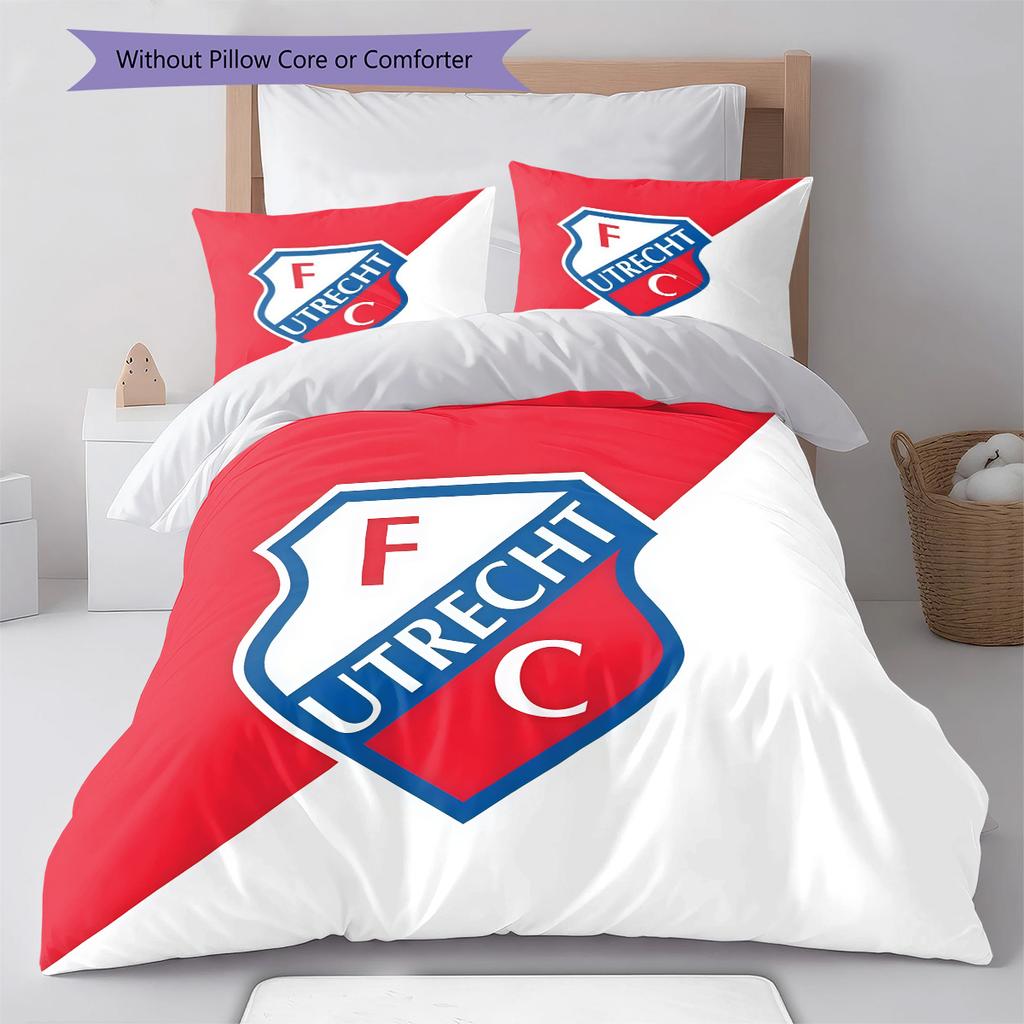 FC Utrecht  Pattern Bedding Quilt Set Quilt Cover Pillowcase Home Decoration Birthday Gift (1 * Duvet Cover + 2 * Pillowcase, Without Core)