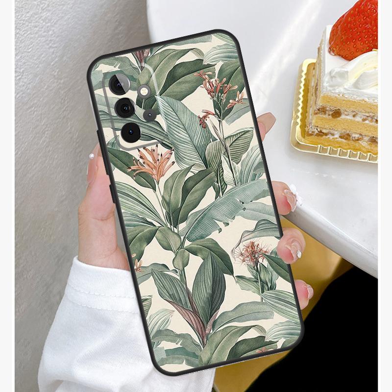 Banana Leaves Case For Samsung Galaxy A15 A25 A35 A55 A51 A71 A12 A32 A52 A13 A33 A53 A14 A34 A54 Cover
