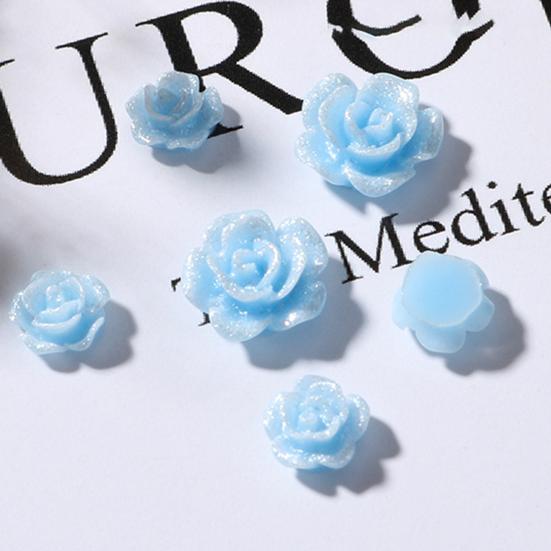 100Pcs/Set Nail Ornament Flower Shape Ice Penetration 3D Effect Resin Camellia Aurora White