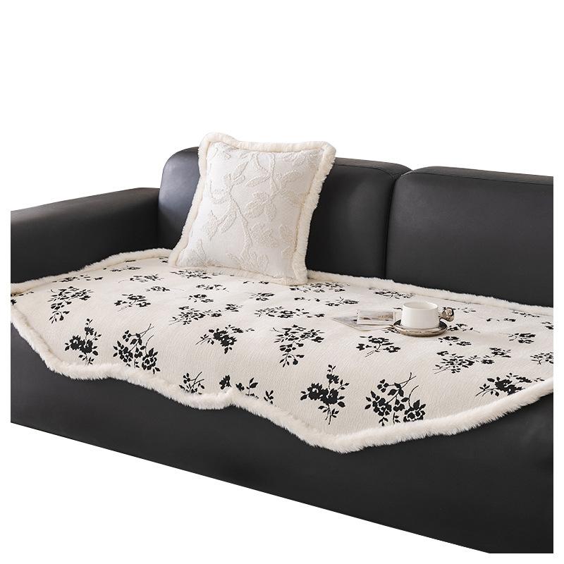Nordischer Pastoralstil Blume Tausendförmig Sofakissen Chenille Kratzfest Sofahandtuch Überwurf Stoffkissen