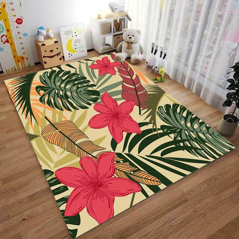Tropical Floral Carpet, Vibrant Colors with Nature's Touch Suitable for use as an anti-slip game mat for living room and bedroom sofas