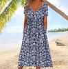 Buttoned Maxi Dress with Pocket Printed Cardigan Style Womens Dress