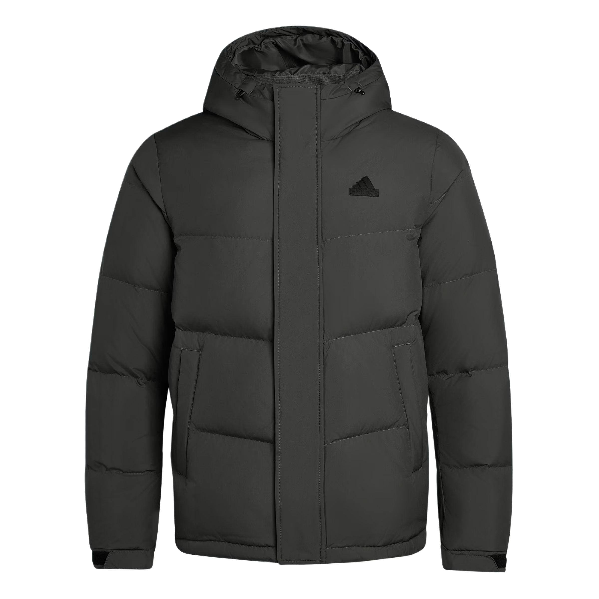Adidas Down Jackets Unisex Gray Hooded Moderate Down Jacket KF6753- 2XS