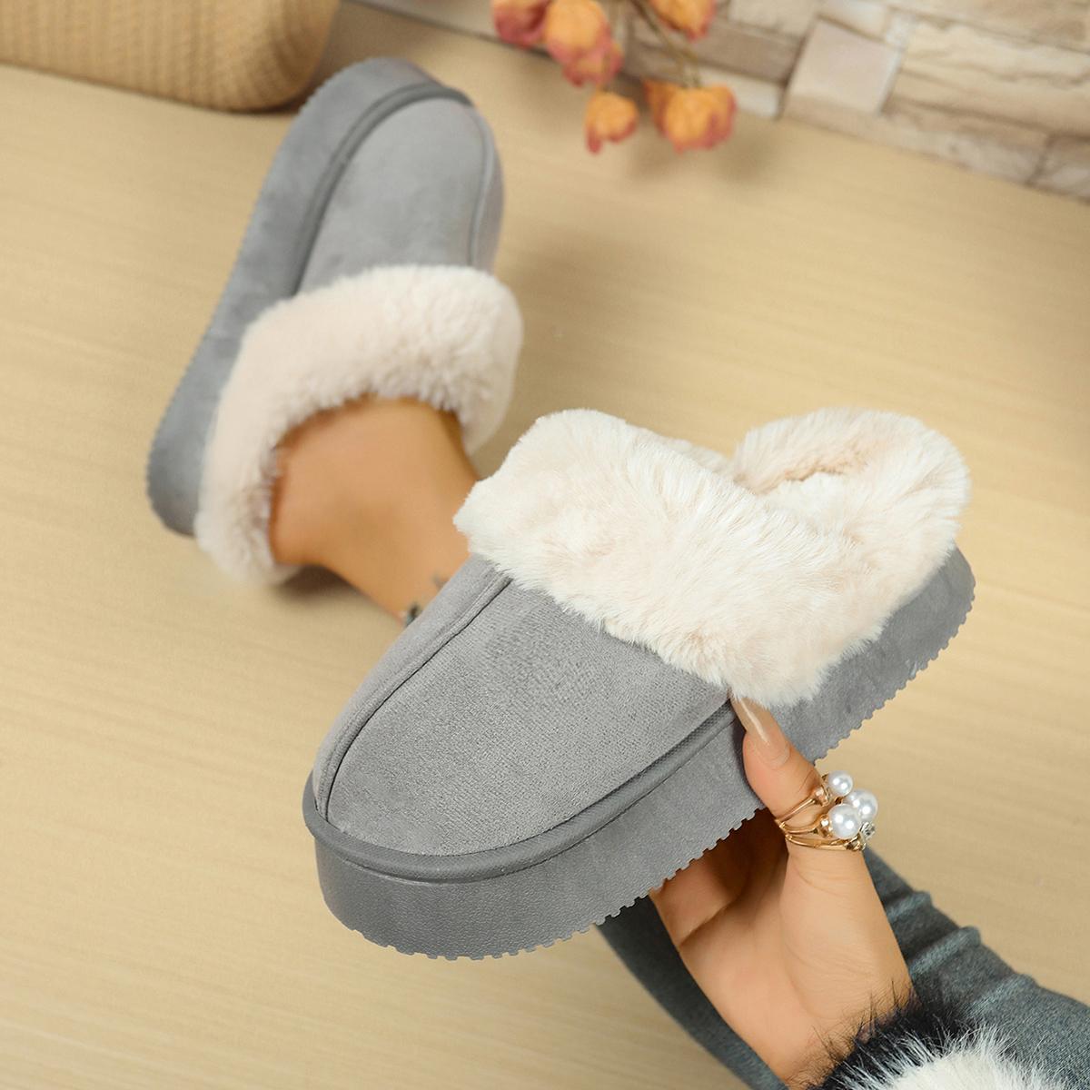 

Fashion Casual Thicken Bottom Suede Snow Boots Women 2025 Winter Short Plush Non Slip Winter Outdoor Slippers Warm Faux Fur Shoes 36-37 серый