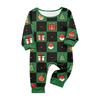 Christmas Print Matching Family Pajamas Set Long Sleeve Neck Top and Pants for Parents and Kids