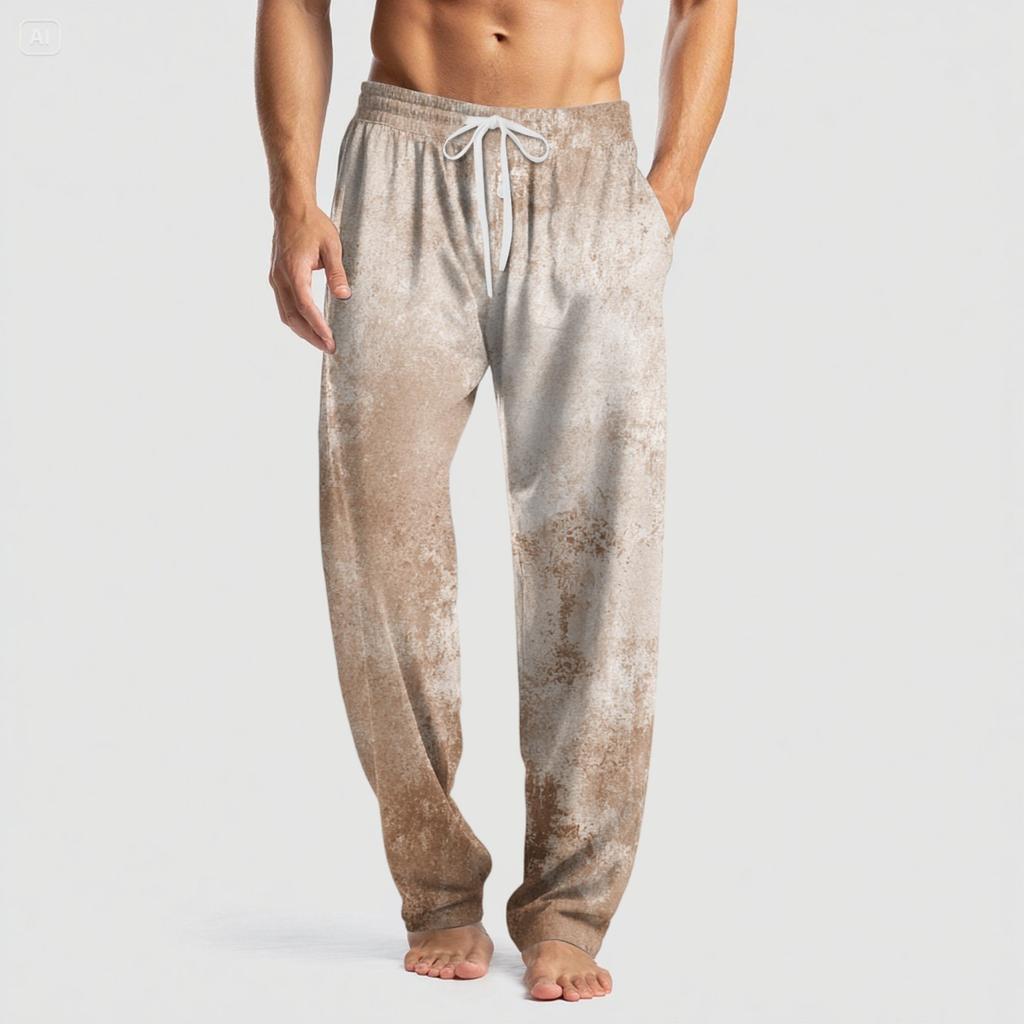 Pantalon décontracté pour homme en tricot avec poche et imprimé tendance, pantalon de pyjama