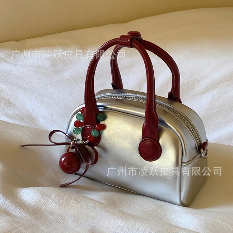 Silver Bowling Women's Bag New Versatile Temperament Small Bag Fashion Handbag Shoulder Messenger Bag