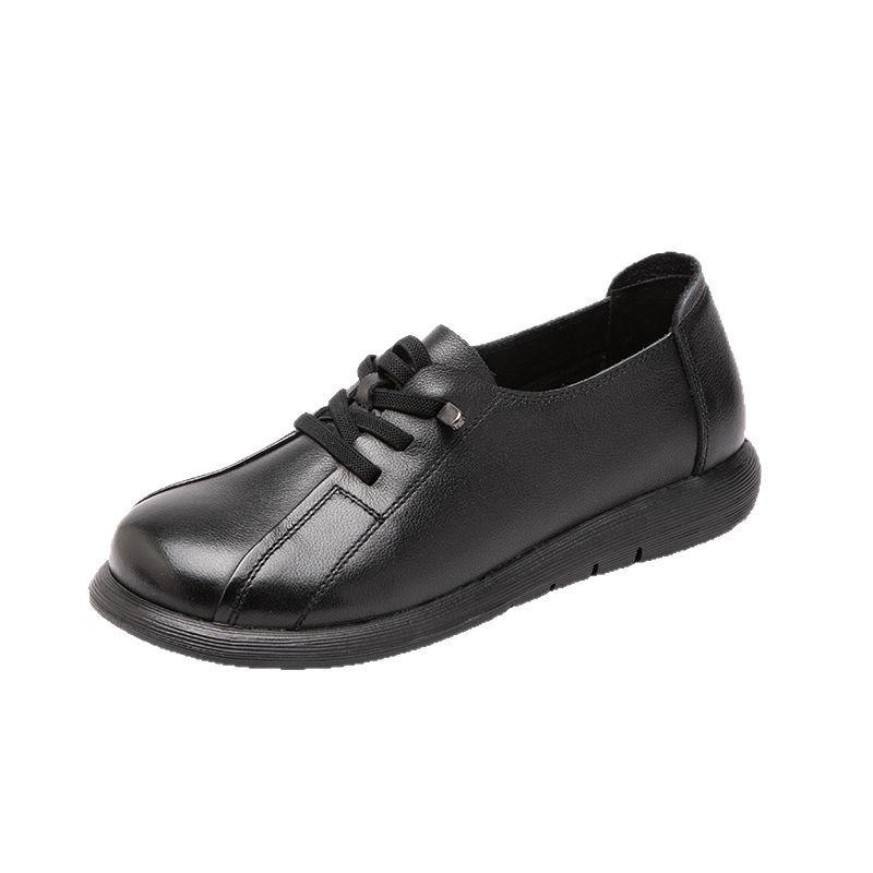 Spring and Autumn new mother shoes flat heel wide head single shoes women's non-slip sole retro deep mouth thick sole medium and old women's shoes