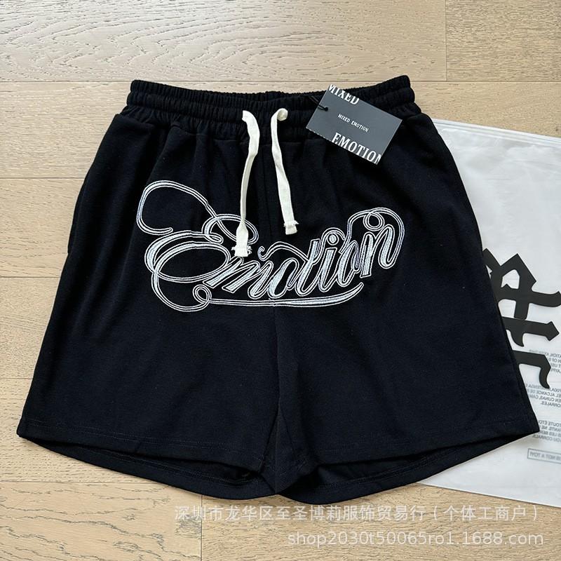 Unisex Vintage American Style Loose Fit Cotton Tee With Embellished Letter Print Round Neck Short Sleeve