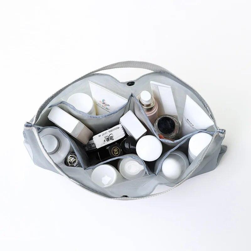 Geantă de inserție organizator pentru femei Poșetă de mână de călătorie din plasă de nailon Poșetă de călătorie pentru machiaj interior Geanta cosmetică pentru femei.