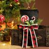 Black Fabric Christmas Tree Toppers With Elegant Bowknot Hat Decoration For Holiday Home Office Decoration