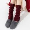 New Solid Color Leg Warmers Thickened Knitted Mid-Calf Sock INS Handmade Flowers Hosiery Autumn and Winter