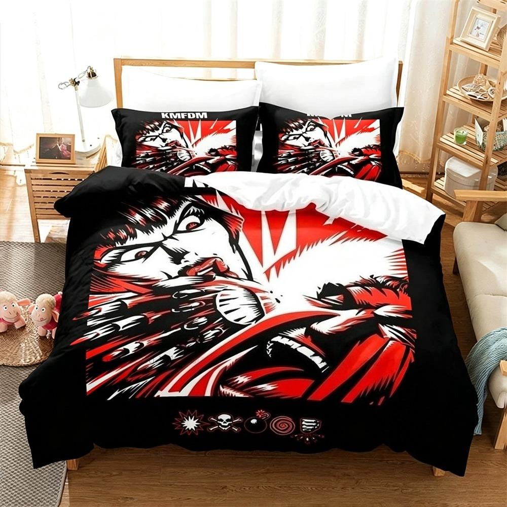 Hot K-Kmfdm Band Duvet Cover Pillowcase Bedding Set Adult Boy Girl Bedroom Decoration Children Gift Single Double Large Size
