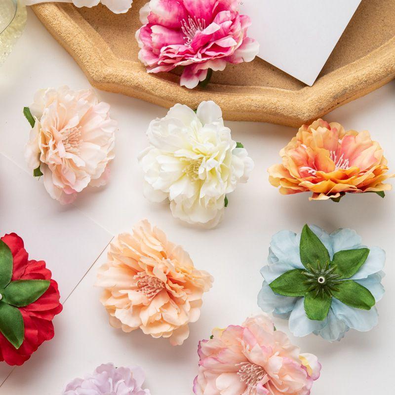 50/80pcs Artificial Silk Peony Flower Diy gift hairpin Home Party Wedding bridal bouquet wreath Decoration Outdoor Garden arch