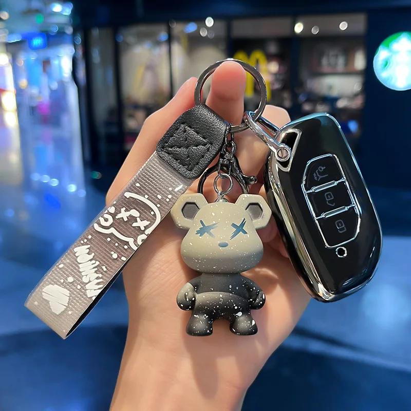 

Fashion New Soft Tpu Key Cover Case Holder Chain Ring For Dongfeng Fengxing Forthing T5 Evo Accessories Car-Styling