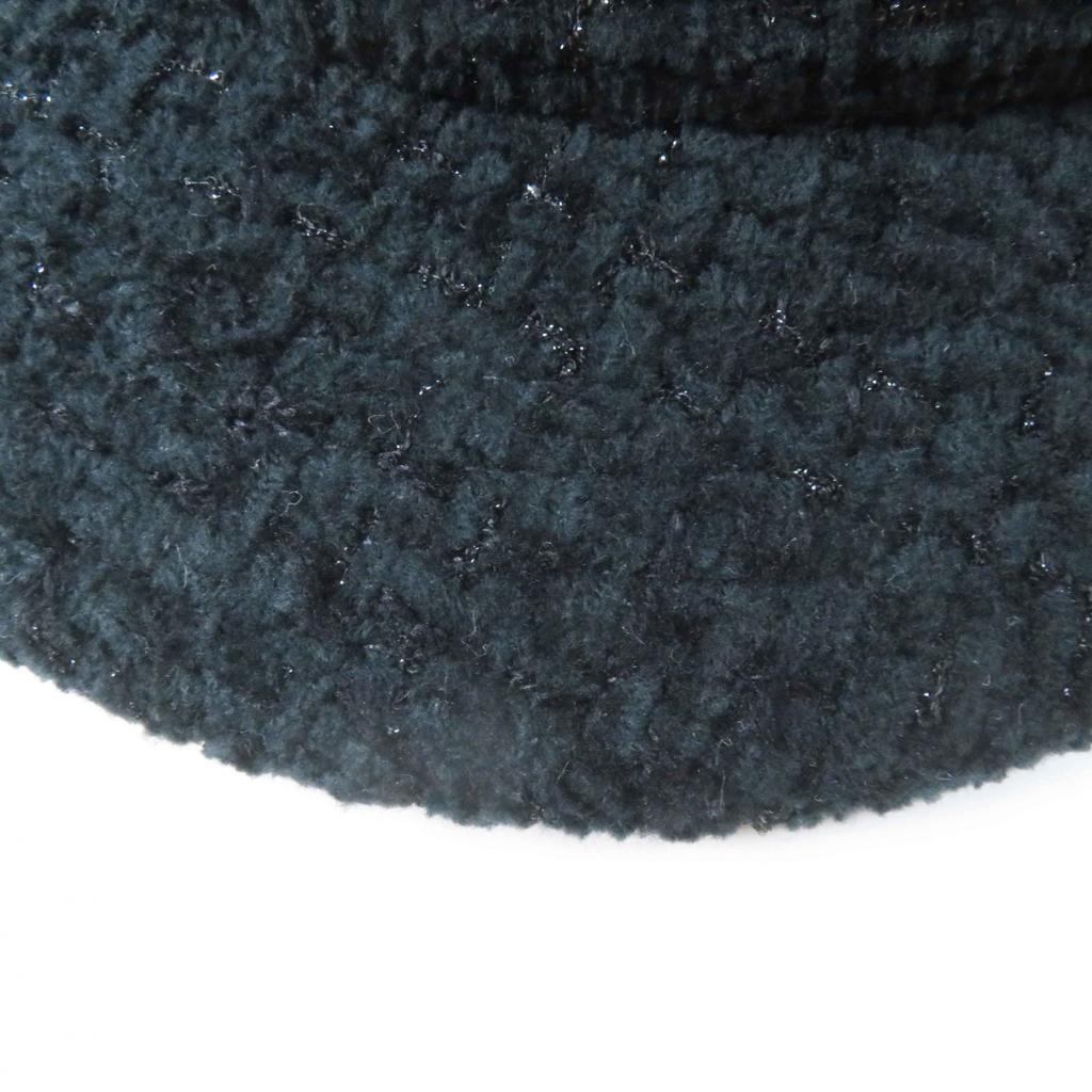 Excellent CHANEL cap COCO Mark Fantasy Tweed Black glitter cotton Women M 22B  Used