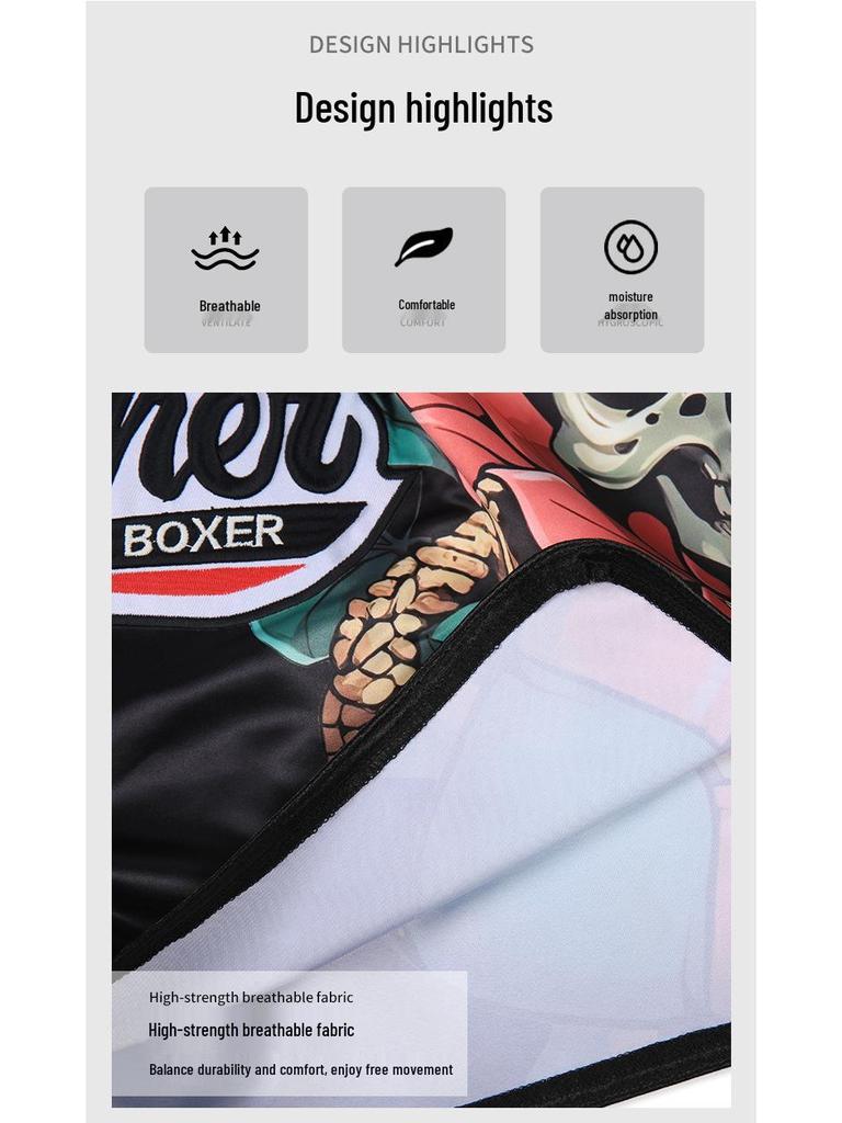 2025 Multicolor Boxing & Muay Thai Shorts, European Size, for Kickboxing & Sanda Competition and Training, Adult