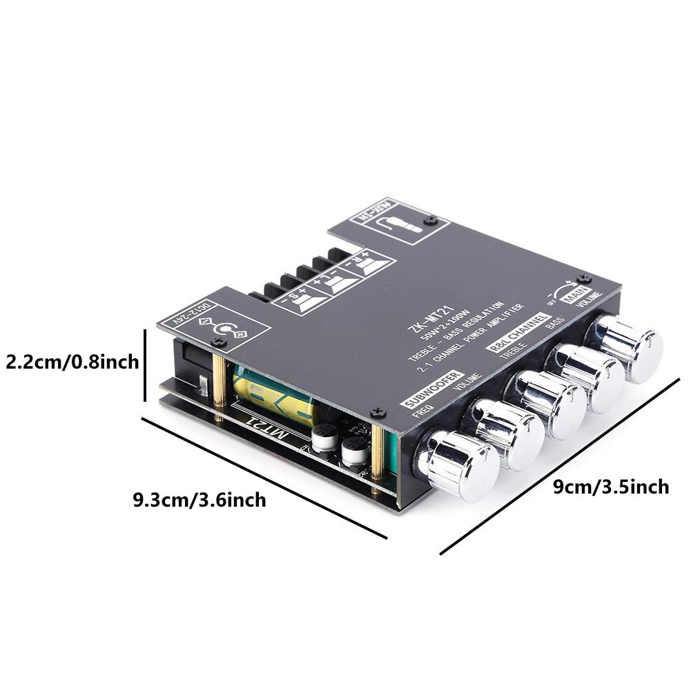 ZK-MT21 2x50W+100W 2.1 Channel Subwoofer Digital Power Amplifier Board AUX 12V 24V Audio Stereo Bluetooth 5.0 Bass Amp for Home