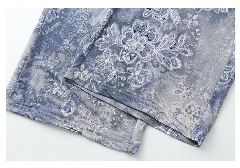 Women's Summer Printed Breathable Elastic Waist Loose Trousers for Middle-aged & Elderly
