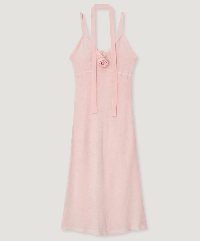 MELLY&ROSE Corsage Wave Knit Dress Scarf Set(310257)_L/Pink