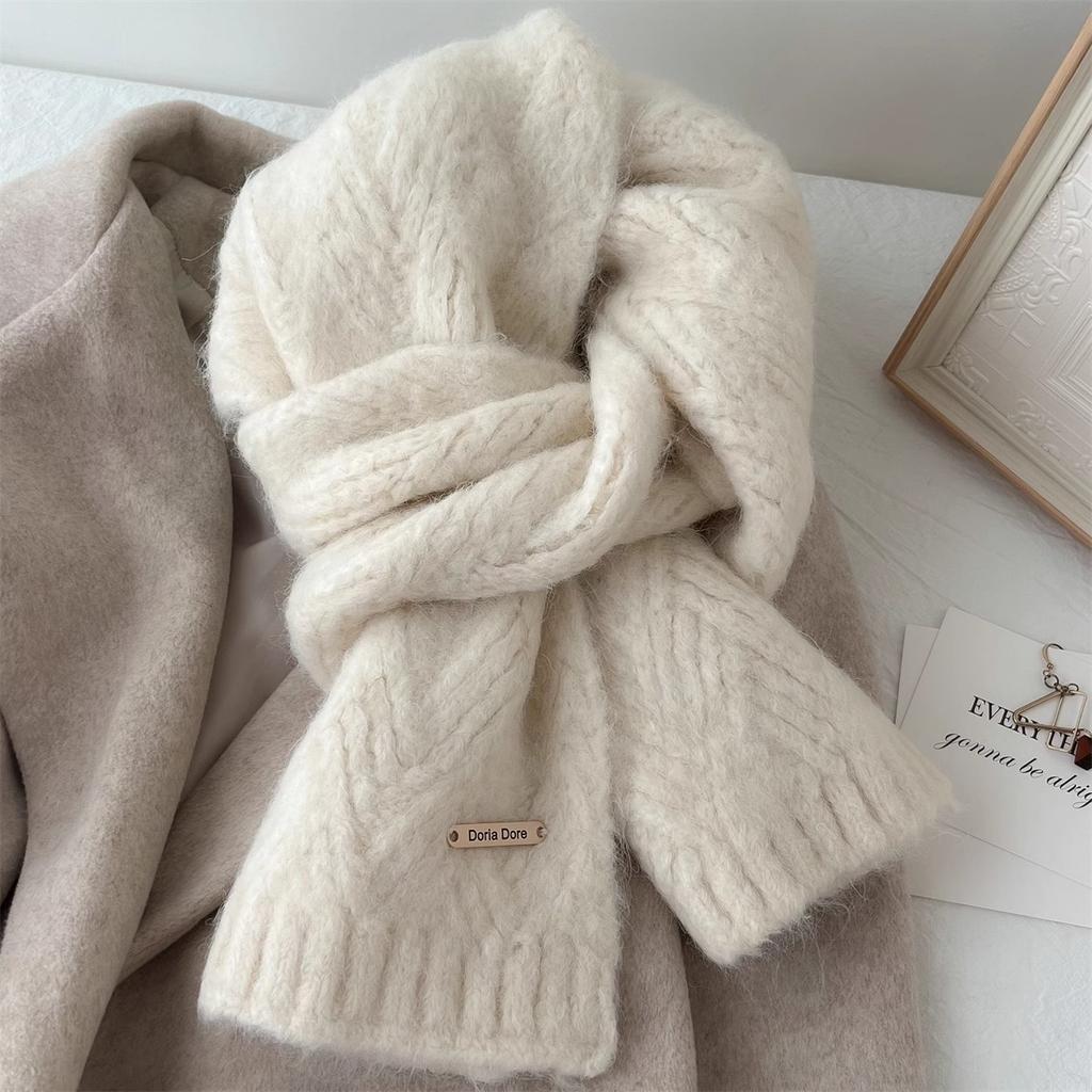 Albaca Alpaca Wool Scarf for Women's Winter New Wool Blend Korean Style  Trendy Student  High End Knitted