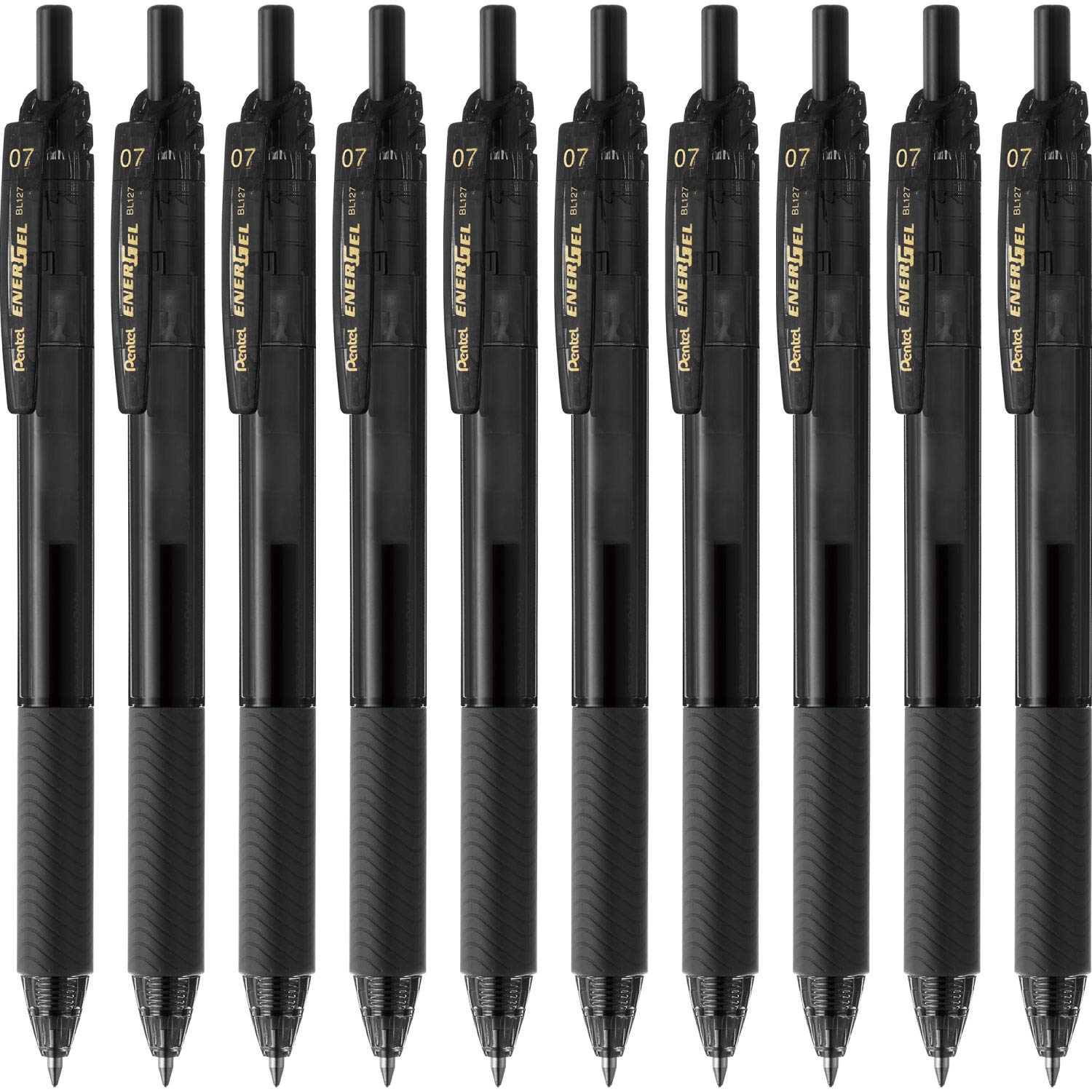 Pentel Gel Ink EnerGel S Ballpoint Black 10 Pens Pen, 0.7mm, Barrel, BL127-A, чёрный