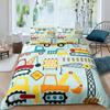 Excavator Duvet Cover Set Microfiber Tractor Truck Comforter Cover Twin Construction Vehicle Cartoon Bedding Set For Boys Teens