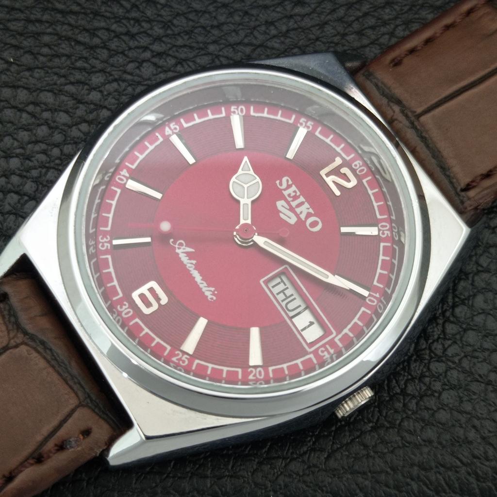 JAPAN VINTAGE REFURBISHED SEIKO 5 AUTOMATIC 6309A MENS RED DIAL WATCH a444384-1