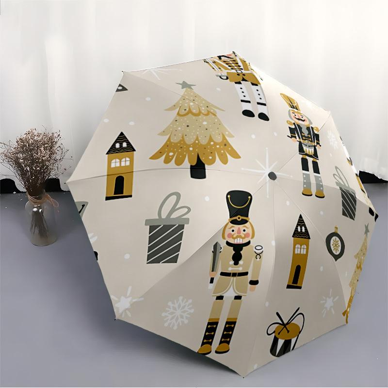 1pc Nutcracker Decorations Automatic Open/Close Umbrella - Compact Travel Umbrella, Gift for Birthday, yy251208130