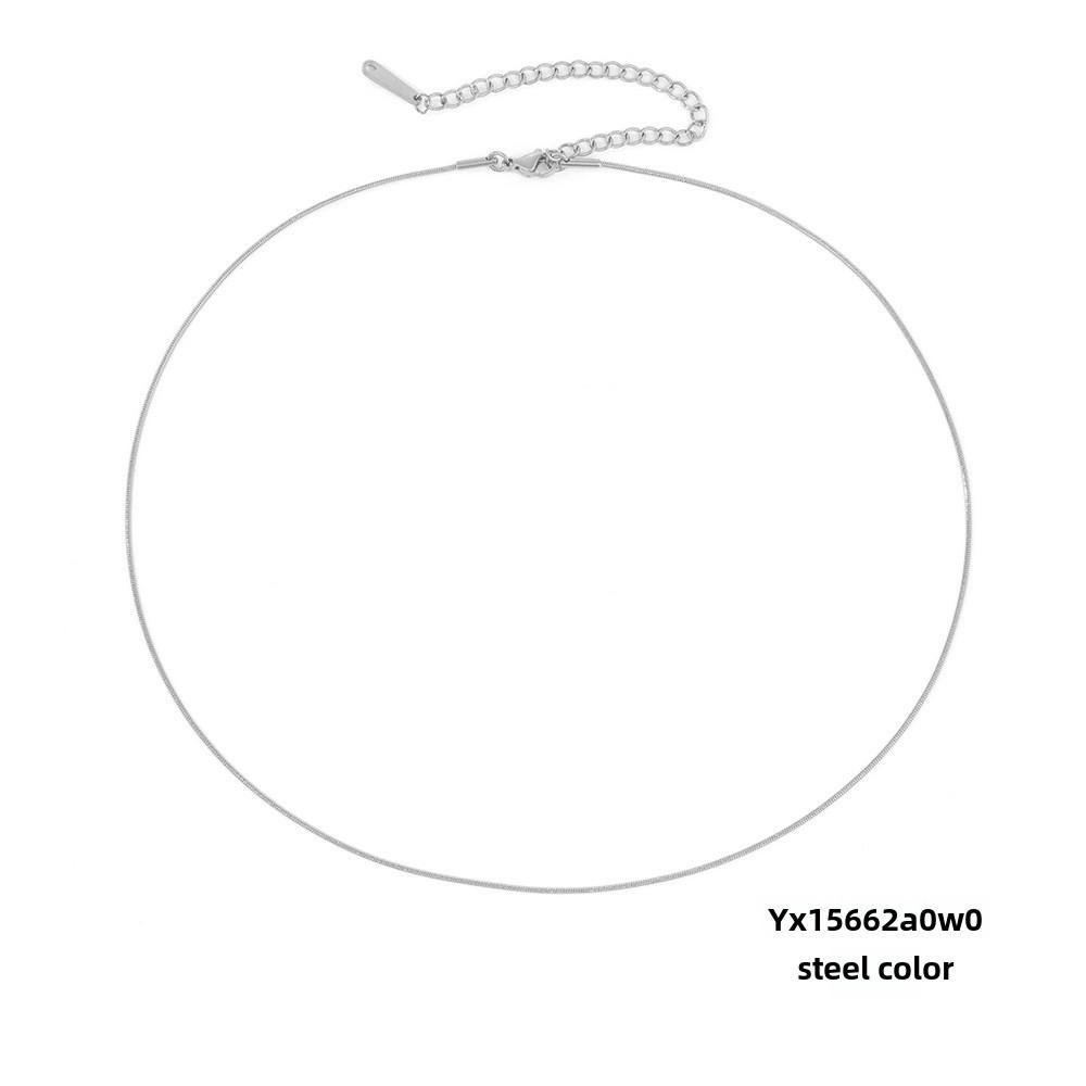 eManco Titanium Steel Round Chain Necklace - Simple European/American Style for Women and Couples, Long Snake Bone Chain, Clavicle Design.